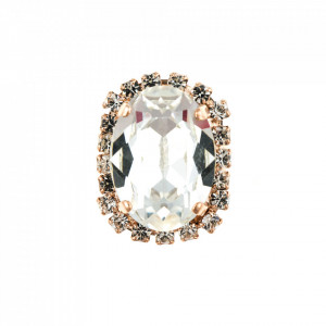 Inel placat cu Aur roz de 24K, cu cristale Swarovski, On a Clear Day | 7090/1-001001RG-Transparent-8060