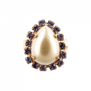 Inel placat cu Aur roz de 24K, cu cristale Swarovski, Romance | 7032/5-139-10RG-Multicolor-7830