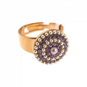 Inel placat cu Aur roz de 24K, cu cristale Swarovski, Romance | 7193-139-10RG-Multicolor-7740
