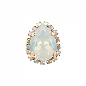 Inel placat cu Aur roz de 24K, cu cristale Swarovski, Seashell | 7098-1201RG-Alb-8140