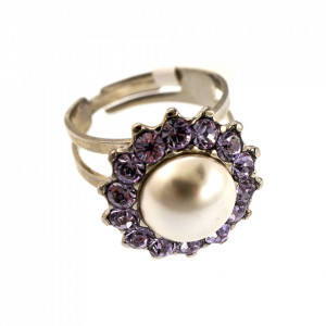 Inel placat cu rodiu, cu cristale Swarovski, Romance | 7023-139-10RO-Multicolor-7040