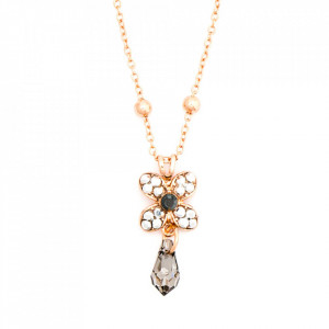 Pandantiv cu lant placat cu Aur roz de 24K, cu cristale originale, Black Diamond | 5241-747RG