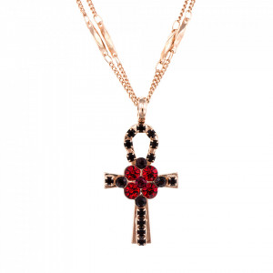 Pandantiv cu lant placat cu Aur roz de 24K, cu cristale originale, Lady In Red | 5164/1-1070RG