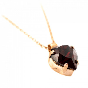 Pandantiv cu lant placat cu Aur roz de 24K, cu cristale Swarovski, Lady in Red | 5100/3-208RG-Rosu-7050
