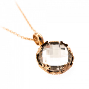 Pandantiv cu lant placat cu Aur roz de 24K, cu cristale Swarovski, On a Clear Day | 5323/2-001ARG-Transparent-7350