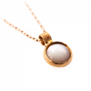 Pandantiv cu lant placat cu Aur roz de 24K, cu cristale Swarovski, Seashell | 5208-M87RG-Alb-7080