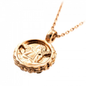 Pandantiv cu lant placat cu Aur roz de 24K, cu cristale Swarovski, Guardian Angel | 5212-227RG-Rosu-7220