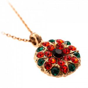 Pandantiv cu lant placat cu Aur roz de 24K, cu cristale Swarovski, Guardian Angel | 5212-279RG-Rosu-7230