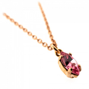 Pandantiv cu lant placat cu Aur roz de 24K, cu cristale Swarovski, Antigua | 5633/51-223RG-Roz-7410