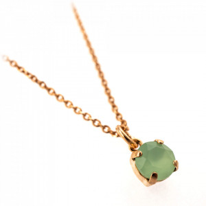 Pandantiv cu lant placat cu Aur roz de 24K, cu cristale Swarovski, Fern | 5440-008RG-Verde-8930