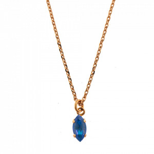 Pandantiv cu lant placat cu Aur roz de 24K, cu cristale Swarovski, Ocean DeLite | 5633/51-143RG-Albastru-7000