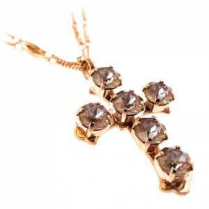 Pandantiv cu lant placat cu Aur roz de 24K, cu cristale Swarovski, Cappuccino DeLite | 5127/1-148148RG-Multicolor-7060