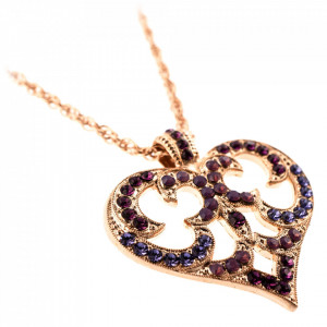 Pandantiv cu lant placat cu Aur roz de 24K, cu cristale Swarovski, Bohemian Rhapsody | 5173/3-21223RG-Mov-7070