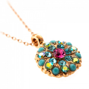 Pandantiv cu lant placat cu Aur roz de 24K, cu cristale Swarovski, Guardian Angel | 5212-3711RG-Multicolor-7260