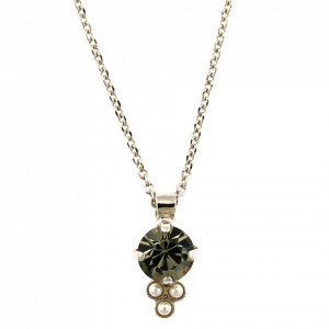 Pandantiv cu lant placat cu rodiu, cu cristale Swarovski, Earl Grey | 5010/1-1132RO-Alb/Bej-9010
