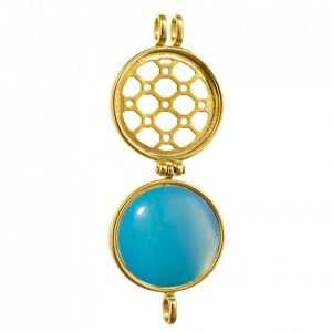 Pandantiv Magic Pendant - Grid, placat cu aur, Secret Stone Collection, cu pietre semipretioase interschimbabile-Auriu-8860