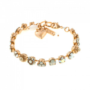 Bratara placata cu Aur roz de 24K, cu cristale Swarovski, Seashell | 4028-M1201RG-Alb-1201