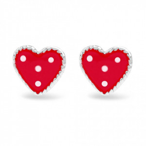 Cercei Argint 925 pentru copii, Heart & Dots - Red-Rosu-8301