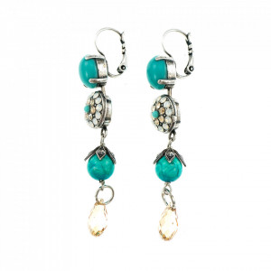 Cercei placati cu Argint 925, cu cristale Swarovski, Sapphire Sky | 1416/1-807SP6-Multicolor-5971