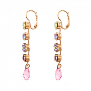 Cercei placati cu Aur roz de 24K, cu cristale Swarovski, Lavender | 1008/1-1910RG6-Multicolor-1691