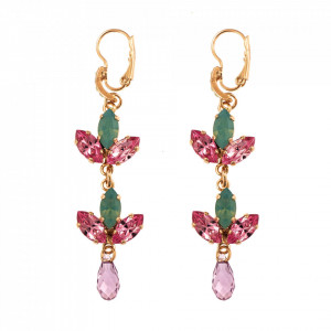 Cercei placati cu Aur roz de 24K, cu cristale Swarovski, Lavender | 1238-1910RG6-Multicolor-5891