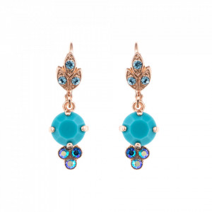 Cercei placati cu Aur roz de 24K, cu cristale originale, Sapphire Sky | 1013-267RG1