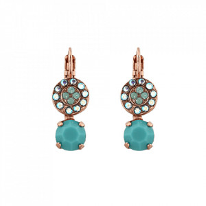 Cercei placati cu Aur roz de 24K, cu cristale originale, Sapphire Sky | 1158-2677rg6