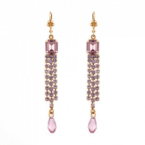 Cercei placati cu Aur roz de 24K, cu cristale Swarovski, Violet - Colors | 1518/1-371371RG1-Mov-6101