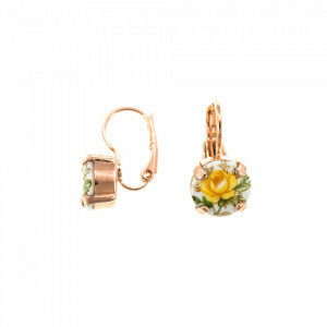 Cercei placati cu Aur roz de 24K, cu cristale Swarovski, Yellow Brick Road | 1445-10931RG6-Galben-6401