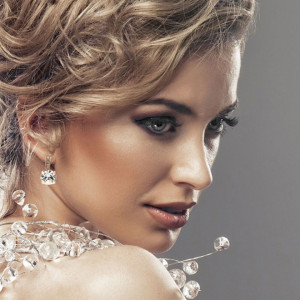 Cercei placati cu Aur roz de 24K, cu cristale Swarovski, April Lucky Birthstone | 1056-001001RG6-Transparent-1801