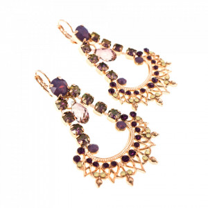 Cercei placati cu Aur roz de 24K, cu cristale Swarovski, Bohemian Rhapsody | 1422/1-1072RG6-Mov-6001
