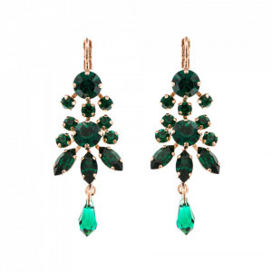 Cercei placati cu Aur roz de 24K, cu cristale Swarovski, Emerald | 1529-205205RG6-Verde-6111
