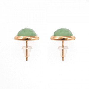 Cercei placati cu Aur roz de 24K, cu cristale Swarovski, Fern | 1110-M62RG2-Verde-2171