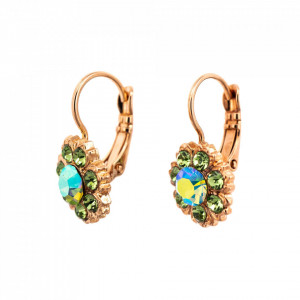 Cercei placati cu Aur roz de 24K, cu cristale Swarovski, Fern | 1411/2-2143RG6-Verde-5921