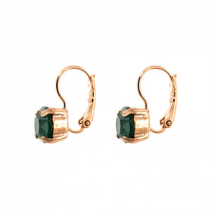 Cercei placati cu Aur roz de 24K, cu cristale Swarovski, Fern | 1440-252RG6-Verde-6341