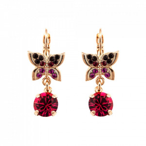 Cercei placati cu Aur roz de 24K, cu cristale Swarovski, FireFly | 1154-2140RG6-Rosu-5311
