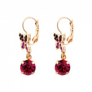 Cercei placati cu Aur roz de 24K, cu cristale Swarovski, FireFly | 1154-2140RG6-Rosu-5661