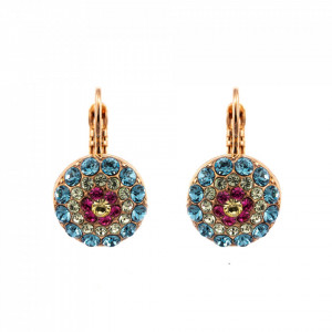Cercei placati cu Aur roz de 24K, cu cristale Swarovski, Spring Flowers | 1141-2141RG6-Multicolor-2051