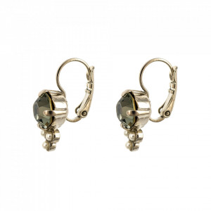 Cercei placati cu rodiu, cu cristale Swarovski, Earl Grey | 1010-1132RO6-Alb/Gri, Gri/Bej-9011