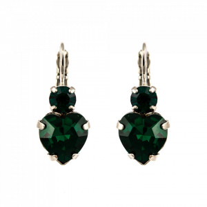 Cercei placati cu rodiu, cu cristale Swarovski, Emerald | 1100/3-205205RO6-Verde-1921