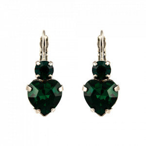 Cercei placati cu rodiu, cu cristale Swarovski, Emerald | 1100/3-205205RO6-Verde-1921