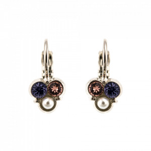 Cercei placati cu rodiu, cu cristale Swarovski, Romance | 1128/3-139-10RO6-Multicolor-1971