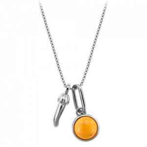 Colier placat cu argint Lucky Chili Pepper si piatra semipretioasa Yellow Howlite