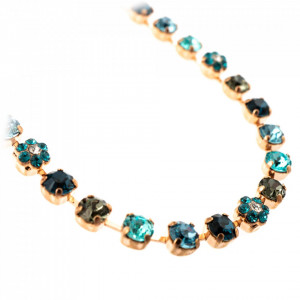 Colier placat cu Aur roz de 24K, cu cristale Swarovski, Nightfall | 3008/1-1114RG-Albastru-6611