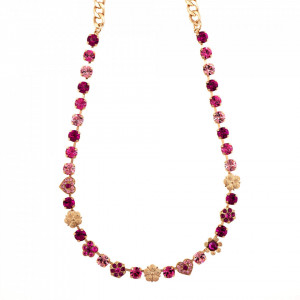 Colier placat cu Aur roz de 24K, cu cristale Swarovski, Camelia | 3028/2-5022RG-Multicolor-3921