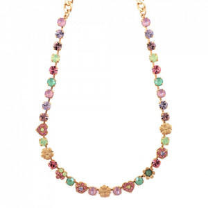 Colier placat cu Aur roz de 24K, cu cristale Swarovski, Lavender | 3028/2-1910RG