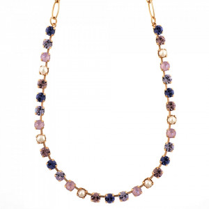 Colier placat cu Aur roz de 24K, cu cristale Swarovski, Romance | 3430-139-10RG-Multicolor-6241