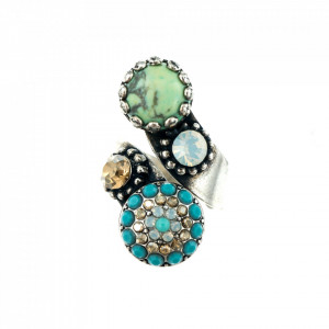 Inel placat cu Argint 925, cu cristale Swarovski, Sapphire Sky | 7141/2-M807SP-Multicolor-7711