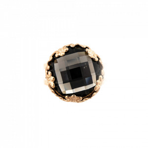 Inel placat cu Aur roz de 24K, cu cristale Swarovski, Black Diamond | 7220-215ARG-Gri-7891