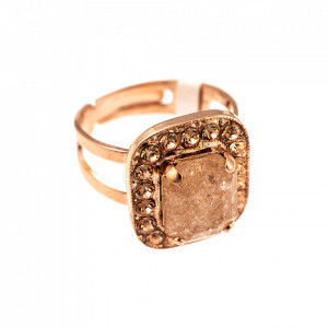 Inel placat cu Aur roz de 24K, cu cristale originale, Breakfast at Tiffany’s | 7040/1-362ICERG